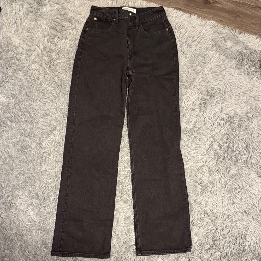 Abercrombie & Fitch Women's Straight Leg Black Jeans Curve Love